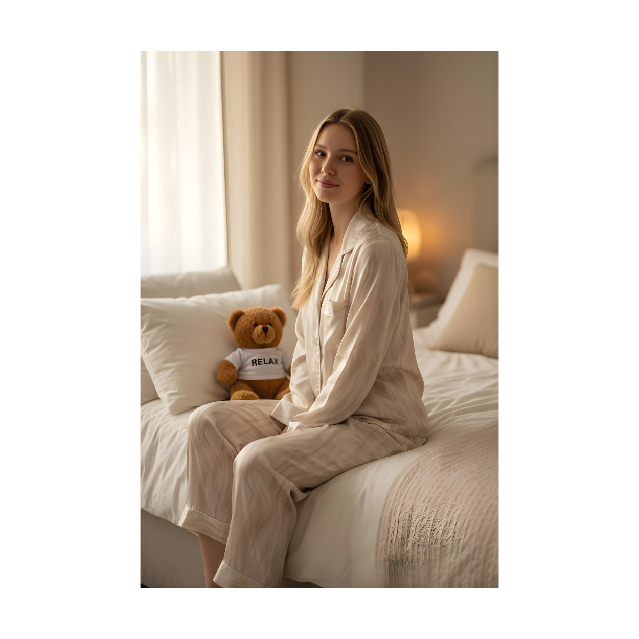 סט פיג׳מה סאטן יוקרתי לנשים