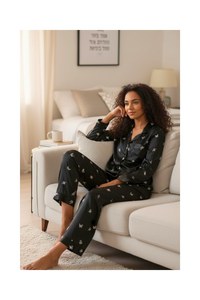 סט פיג׳מה פרפרים סאטן לנשים