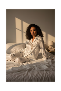 סט פיג׳מה פרפרים סאטן לנשים