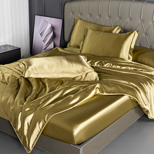 זהב / מיטה וחצי [ציפית שמיכה 200*230] סט ארבעה חלקים