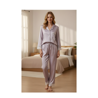 סט פיג׳מה סאטן יוקרתי לנשים