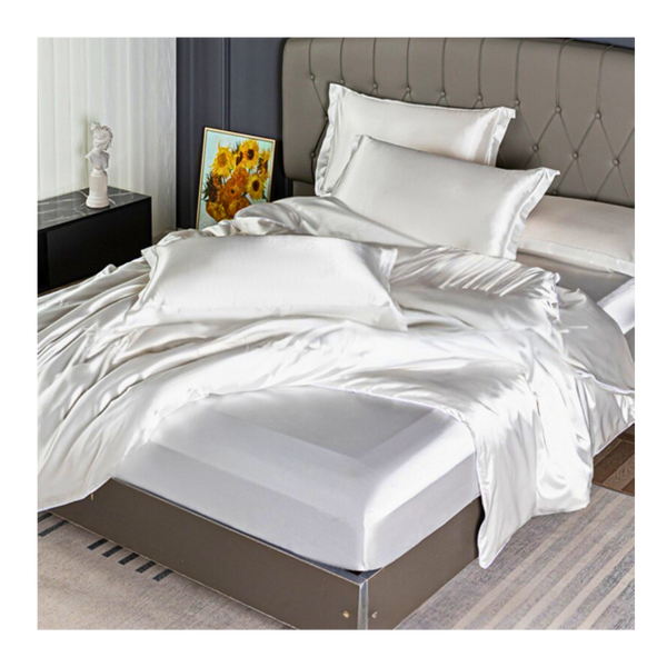 לבן / מיטה וחצי [ציפית שמיכה 200*230] סט ארבעה חלקים